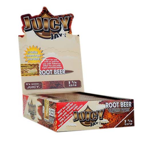 JUICY JAY’S FLAVORED PAPERS 32 LEAVES 1 1/4 ROOT BEER FLAVOR PACK OF 24