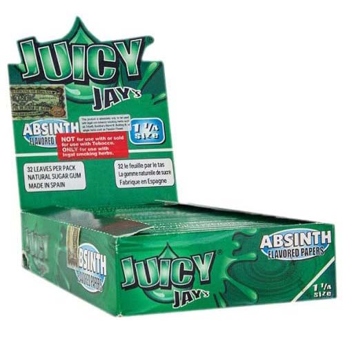 JUICY JAY’S Flavored Papers 32 Leaves 1 1/4 Absinth Flavor Pack of 24