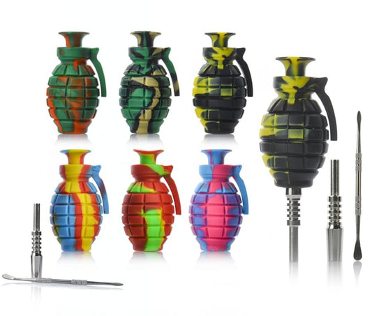 Grenade-Shaped Silicone Smoking Pipe with Titanium Nails