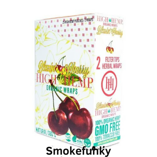 Cherry Hemp Wraps- 2 Wraps Per Pack – 25 Pack Count Retail Display Box