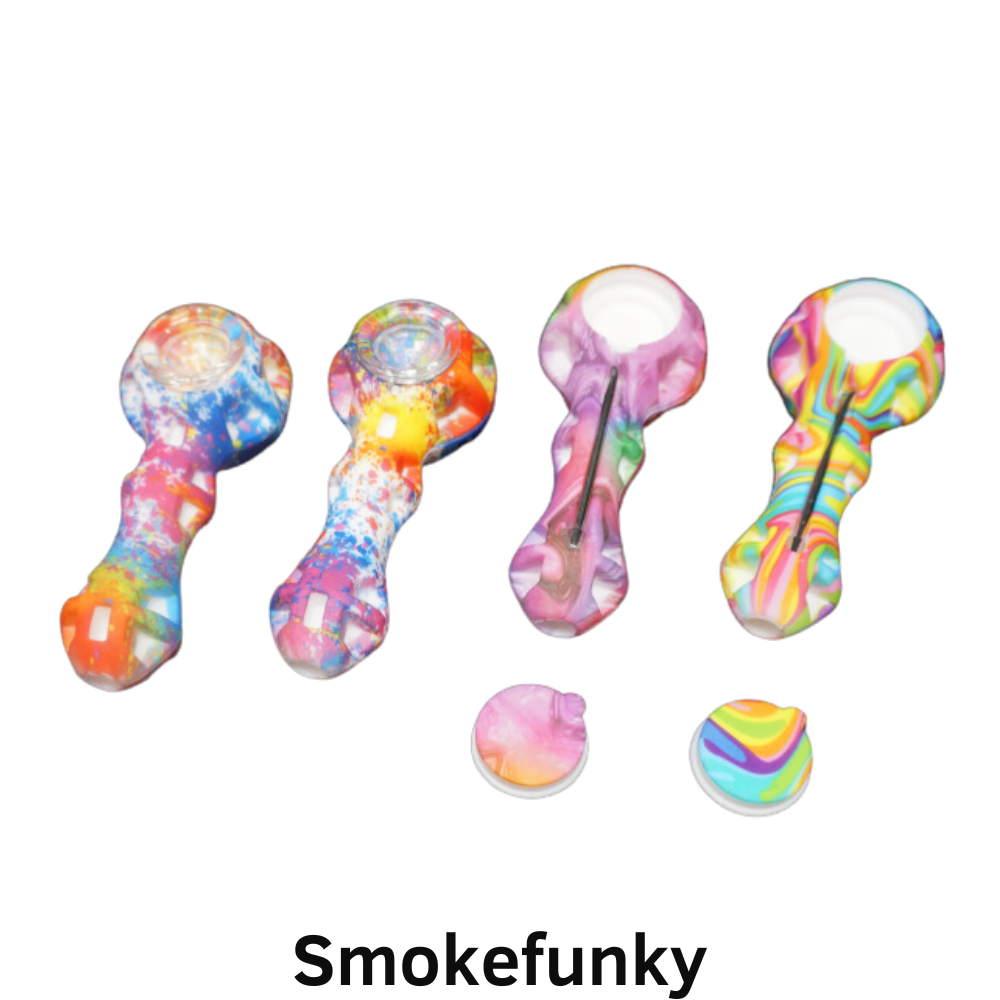 4' 60 Gr RAINBOW ART SILICONE PIPE WITH DAB TOOL AND CONTAINER