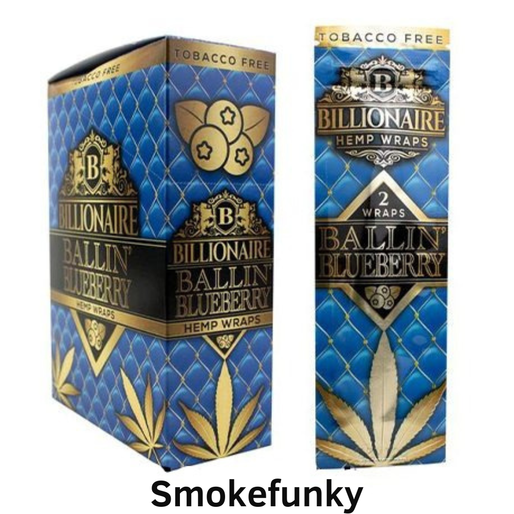 Billionaire Hemp Wraps – Ballin Blueberry Flavor – 1 Box – 25 Count Per Box – 2 Wraps Per Pack