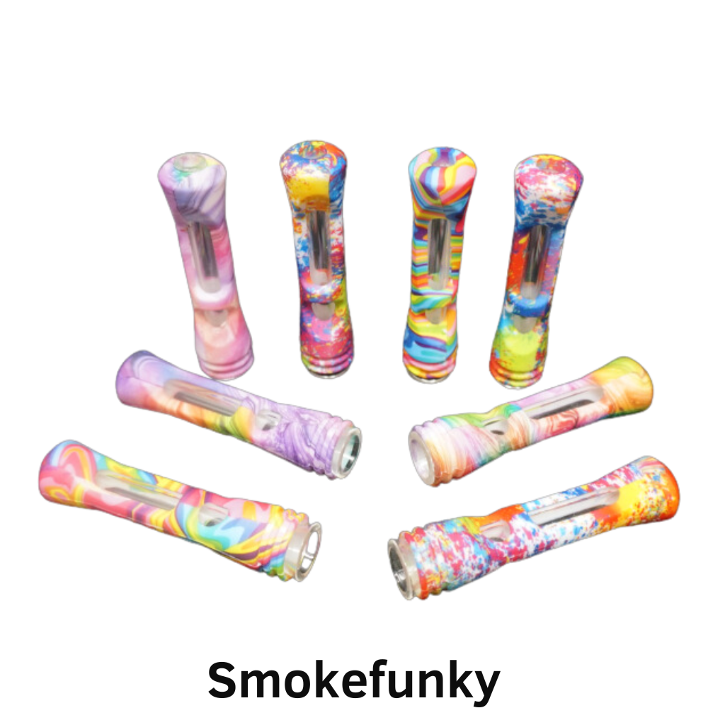 3.5' 23 Gr GLASS SILICONE RAINBOW PRINTED CHILLUM