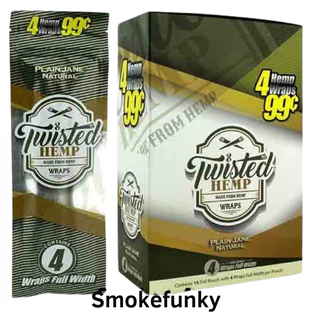 Twisted Hemp Wraps Plain Jane 4 Leaf per Pack Full Box 15 Packs