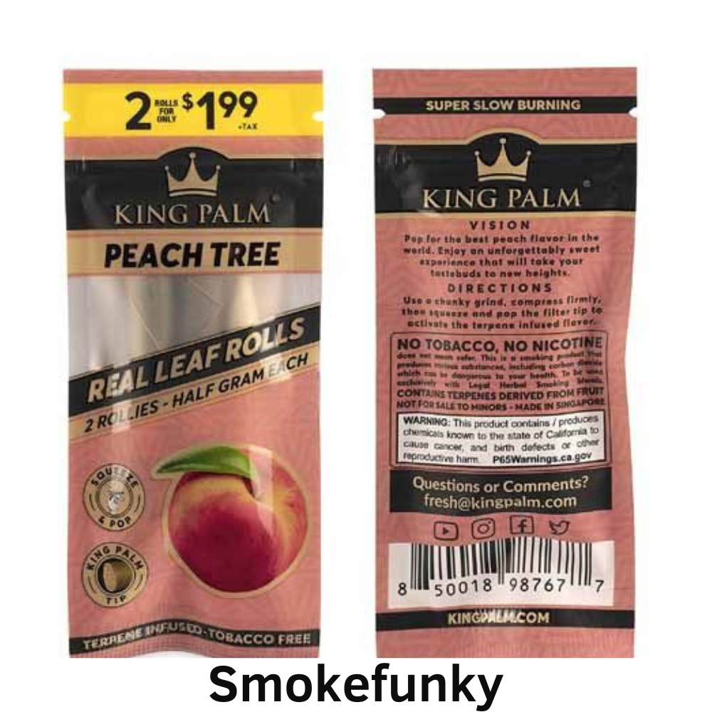 King Palm Flavors Rollie Size Cones – 20 Pack, Display – Terpene Infused – Squeeze & Pop Pre Rolls – Organic Flavored Pre Rolled Cones – King Palm Flavors Cones – (Peach Tree)