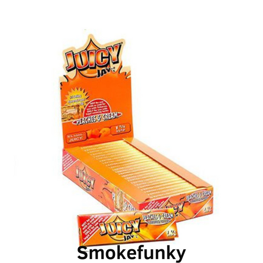 Juicy Jay’s 1 1/4″ Size Rolling Paper Peaches & Cream Flavor