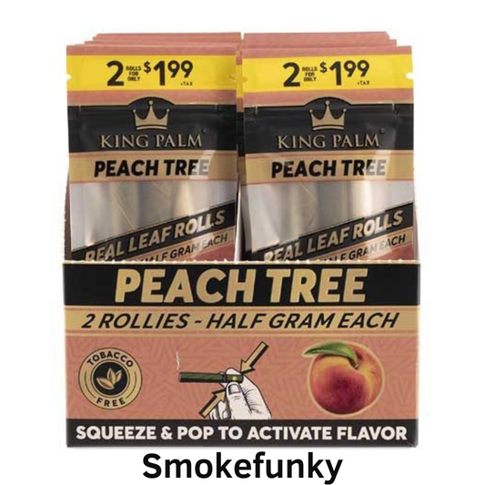 King Palm Flavors Rollie Size Cones – 20 Pack, Display – Terpene Infused – Squeeze & Pop Pre Rolls – Organic Flavored Pre Rolled Cones – King Palm Flavors Cones – (Peach Tree)