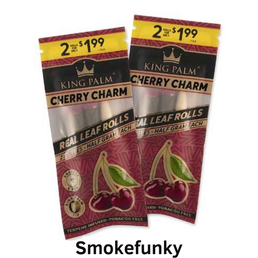 King Palm Flavors Rollie Size Cones – 2 Pack, 4 Rolls Terpene Infused – Squeeze & Pop Pre Rolls – Organic Flavored Pre Rolled Cones – King Palm Flavors Pre Rolls – (Cherry Charm)