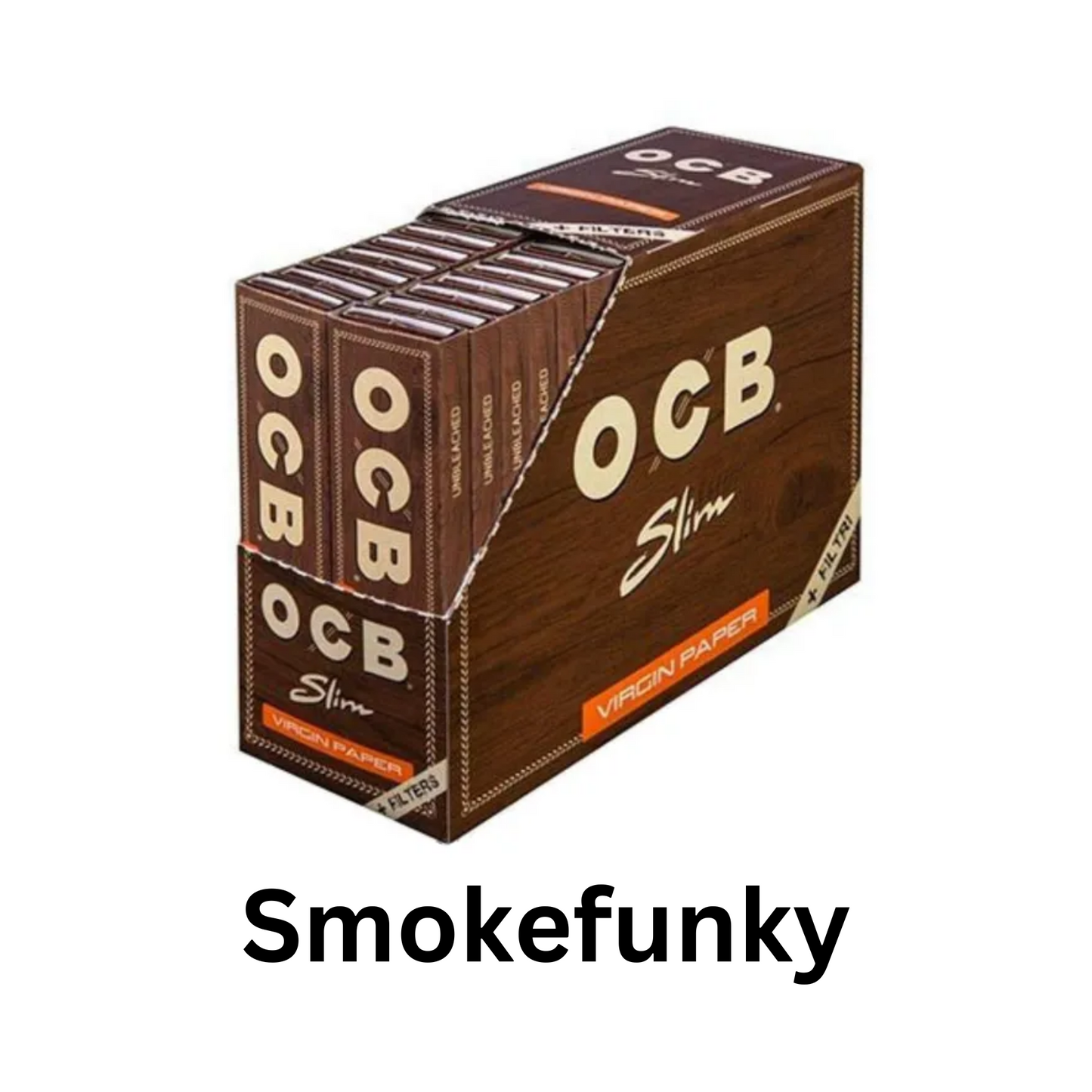 1 Box – OCB Virgin Slim Unbleached Rolling Paper King Size + Filter Tips