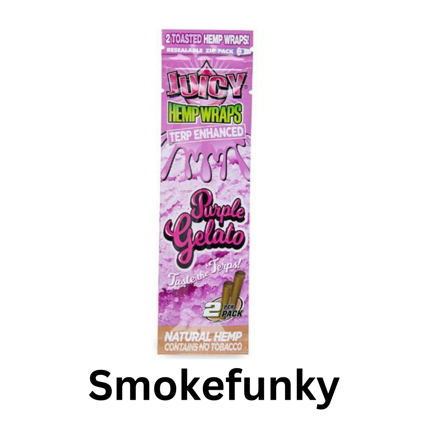 Juicy Jays – Terpene Infused Hemp Wraps – 2 Wraps Per Pack – 25 Pack Count Retail Display Box – (Purple Gelato)