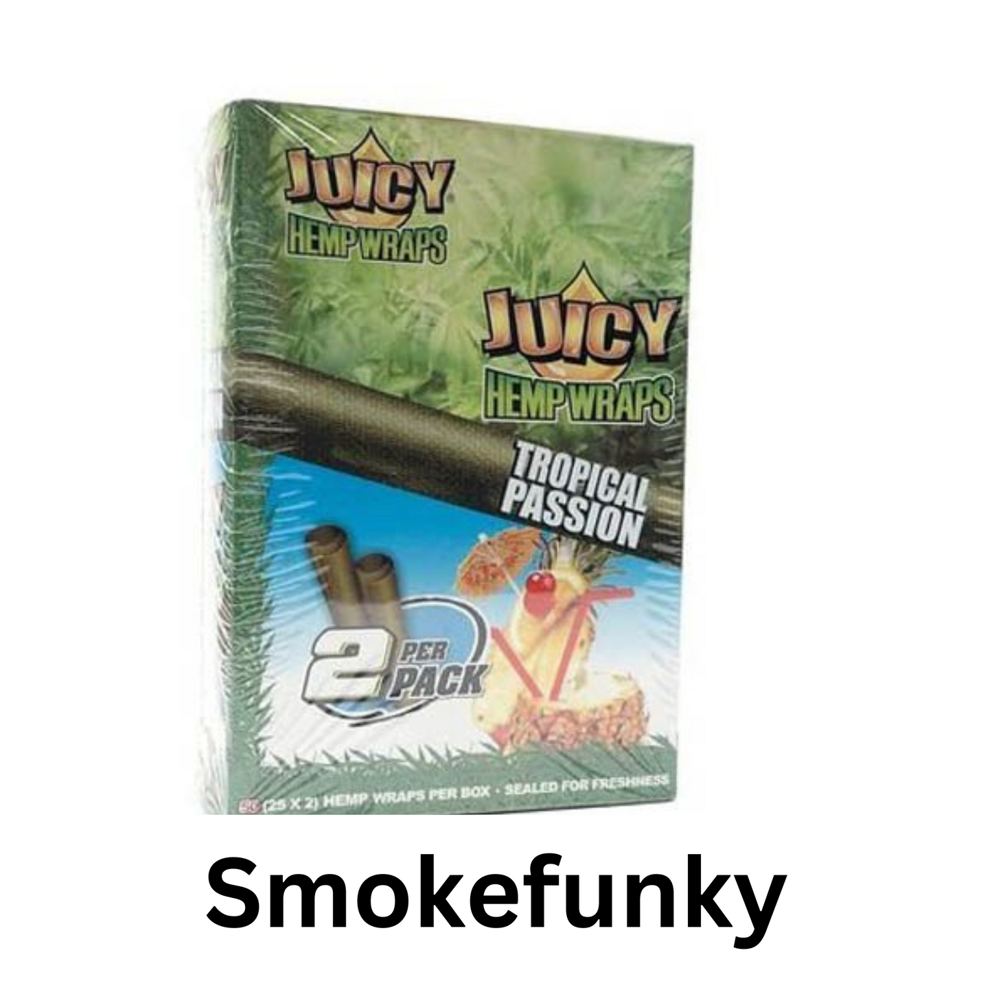 Juicy Natural Pure Hemp Wraps (25 Packs/full Box) (Tropical Passion)