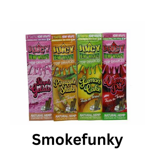 Juicy Hemp Wraps Terp Enhanced Variety 4 Packs – Lemon Cake, Purple Gelato, Pineapple Shake, Cherry Pie (2 Per Pack)+ Dss Scoop Card