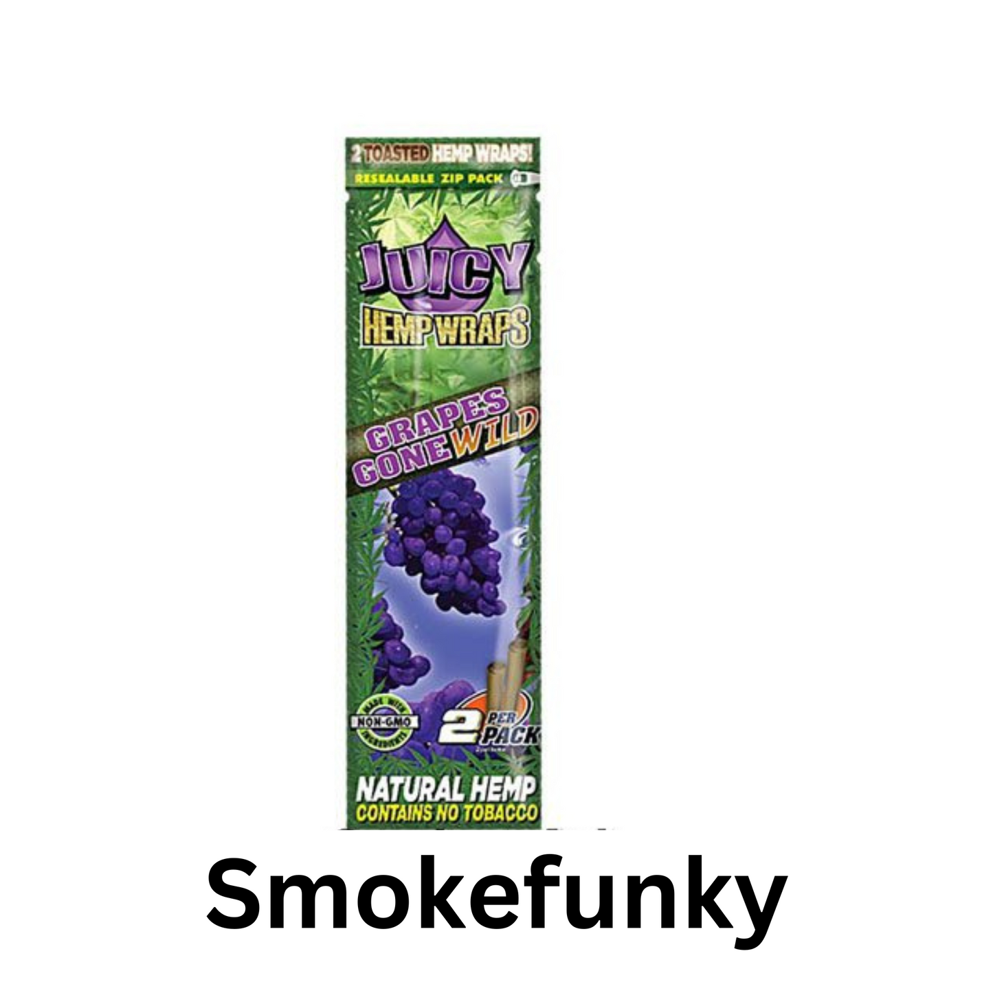 Juicy Pure Hemp Wraps – Sealed Display Box – 50 (25 X 2) Hemp Wraps Per Box – (Grapes Gone Wild)