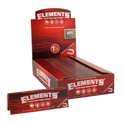 Elements Red Magnetic 1 1/4″ Size Slow Burn Hemp Rolling Paper