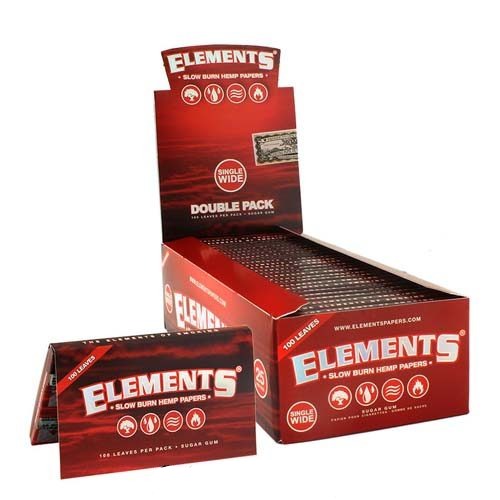 Elements Red Single Wide Slow Burn Hemp Rolling Paper