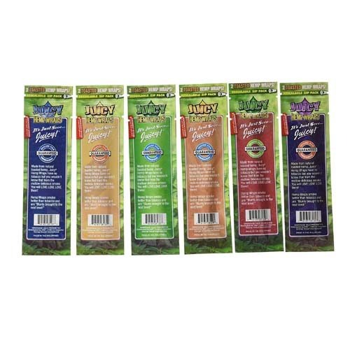 12 Total Natural Juicy Jays Hemp Wraps Variety Pack Bundle Mixed Flavors (6 Packs of 2) Made of Pure Hemp Non Tobacco + Limited Beamer Smoke Sticker