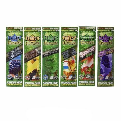 12 Total Natural Juicy Jays Hemp Wraps Variety Pack Bundle Mixed Flavors (6 Packs of 2) Made of Pure Hemp Non Tobacco + Limited Beamer Smoke Sticker