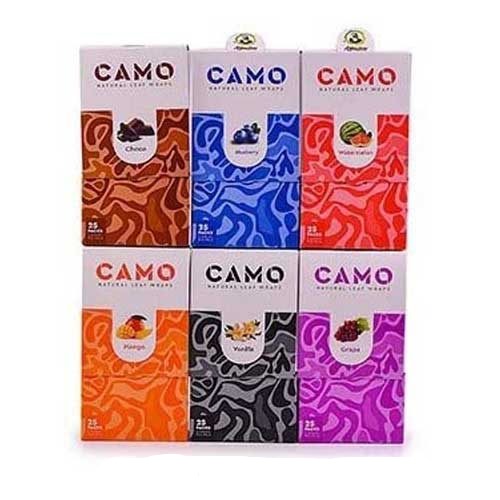 Afghan Hemp – Natural Leaf Wraps – Camo – Sealed Box – Various Flavors – 125 (25 x 5) Leaf Wraps per Box